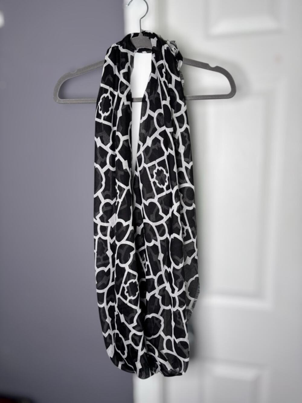 Charming Charlie Black and White Sheer Infinity Scarf